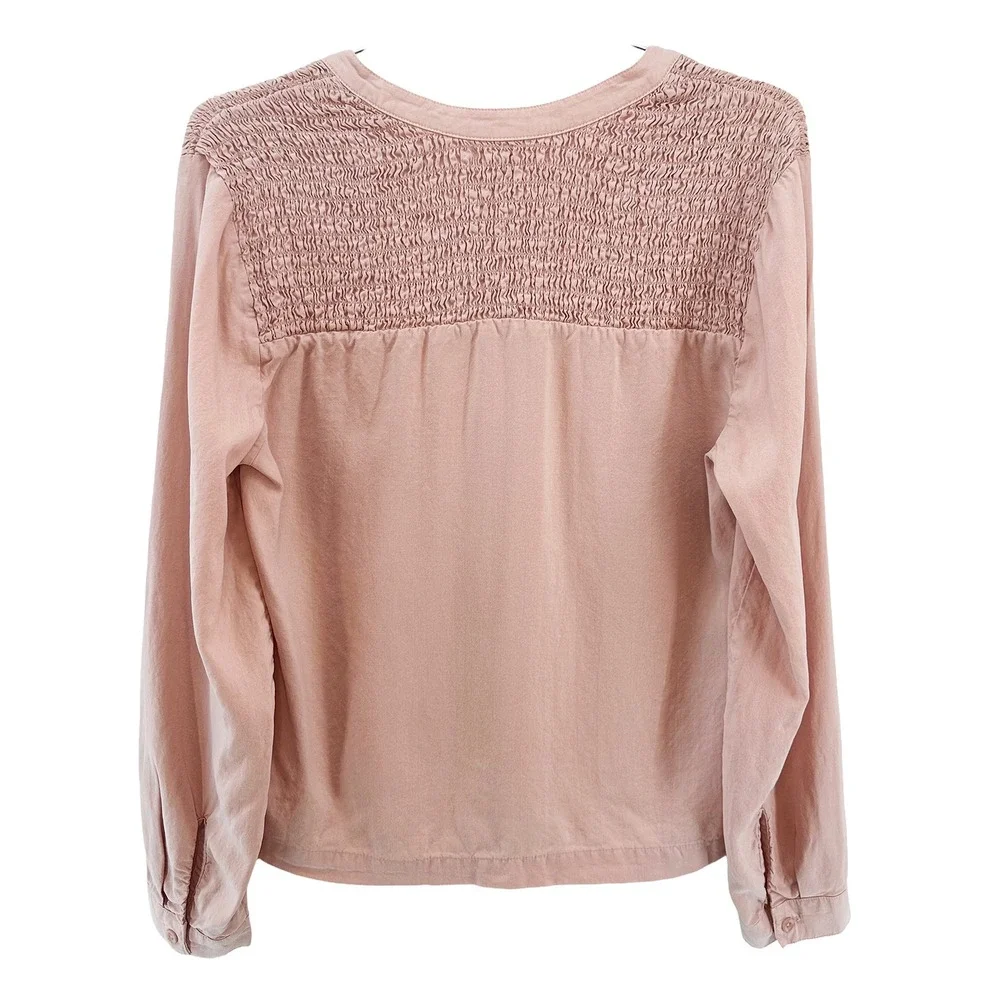 CLOTH & STONE 100% Tencel Smocked Shoulder V-neck Blouse • Small‎ • pink